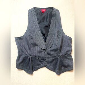 ELLE Women's Y2K Preppy Metallic Stripes Front Button Elastic Back Vest Gray XL